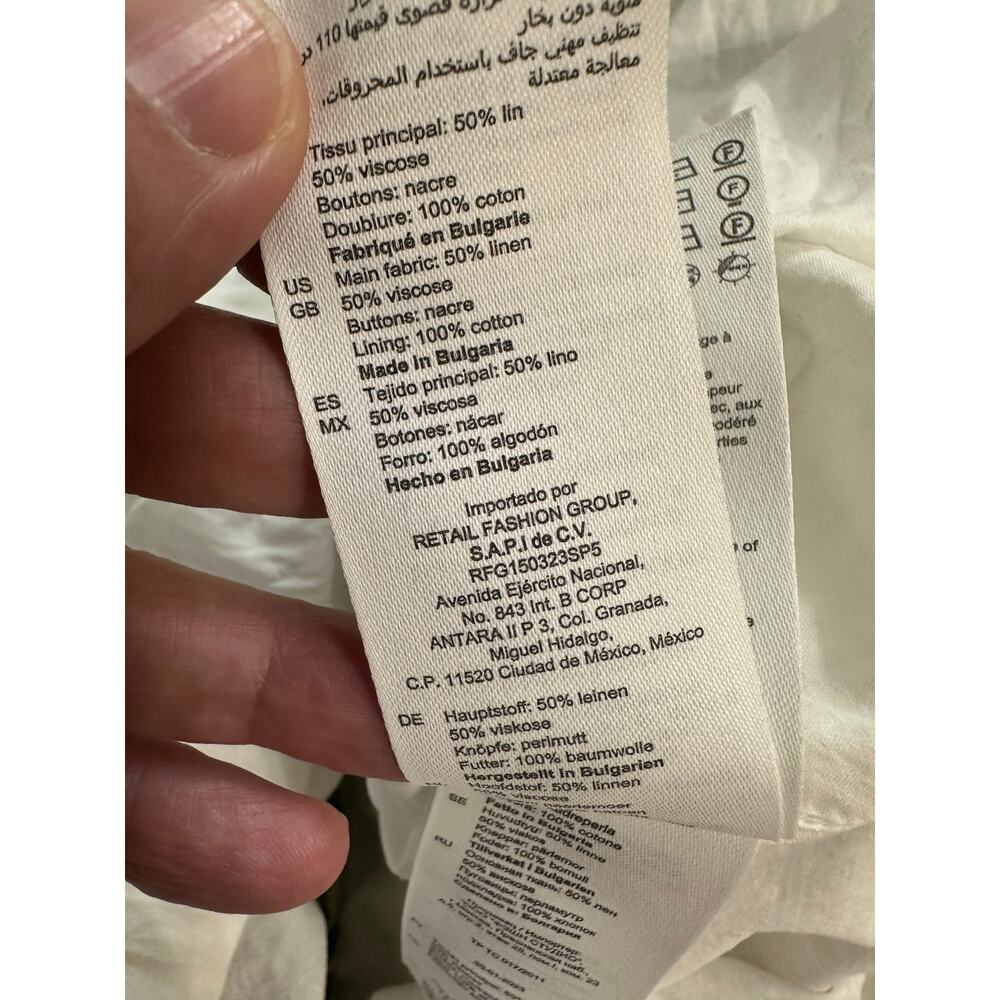 Sandro Maxi Dress Annecy Linen Green Floral Print Sleeveless Cut Out Sides sz 6 - Picture 9 of 10